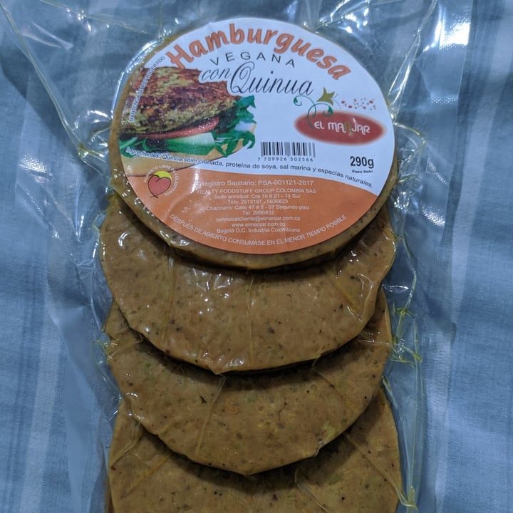 review photo of El Manjar Hamburguesa Vegana Con Quinoa shared by @frayarias19 on 04 Jan 2021 - review