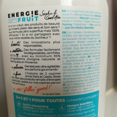 Masque + Après-shampooing 2 en 1 - Monoï & Huile de Macadamia Bio - Energie  Fruit