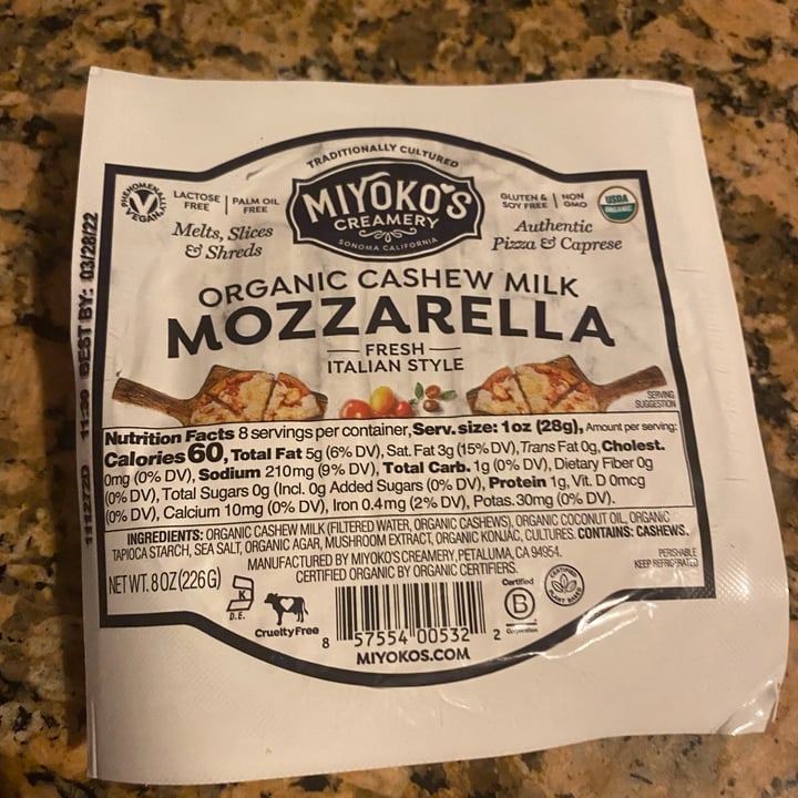 review photo of Miyoko's Creamery Organic Cashew Milk Mozzarella Fresh Italian Style shared by @vegan-leeds on 25 Jan 2022 - review