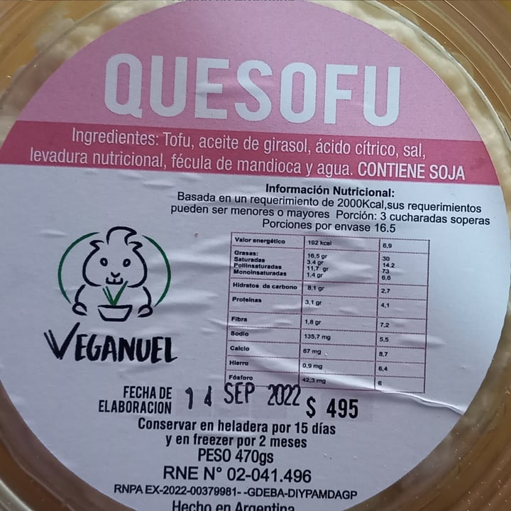 photo of Veganuel Quesofu shared by @carlavegana on  21 Sep 2022 - review