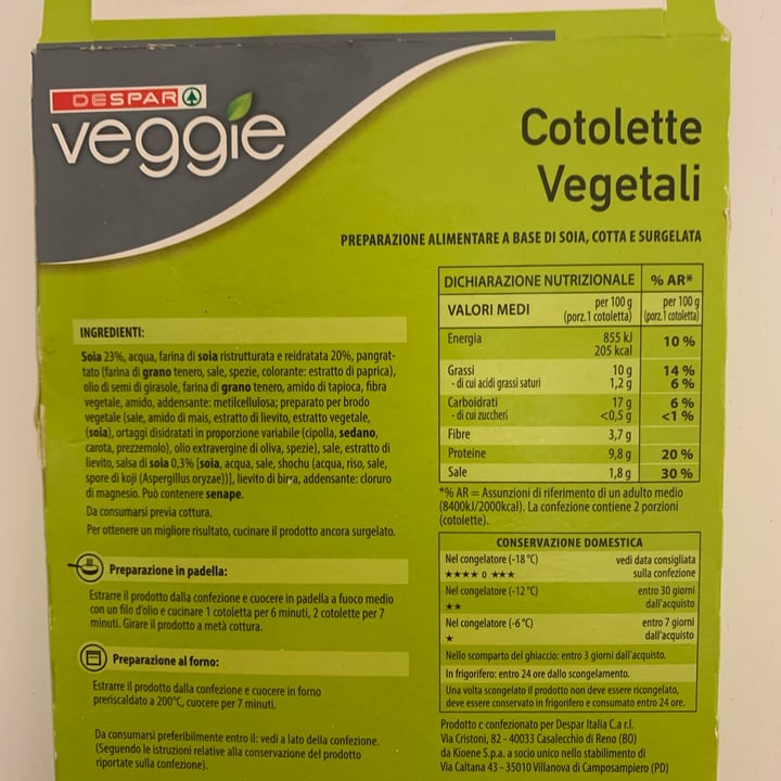 photo of Despar Veggie Cotolette vegetali shared by @saracos on  31 Mar 2022 - review