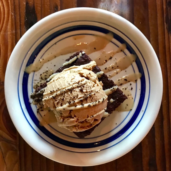 photo of AVIV Tahini Brownie with Coffee Ice Cream shared by @pdxveg on  05 Sep 2019 - review