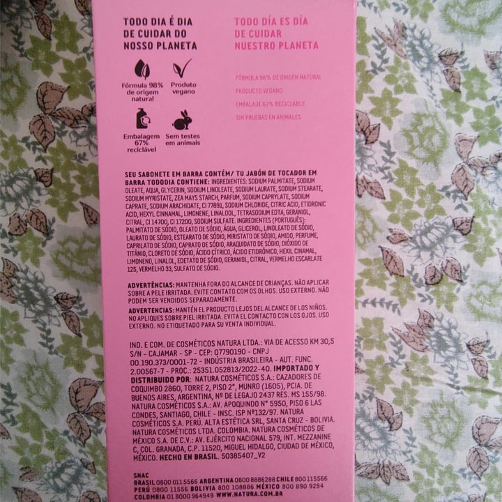 review photo of Natura sabonete todo dia acerola shared by @cacazinha on 18 Oct 2022 - review