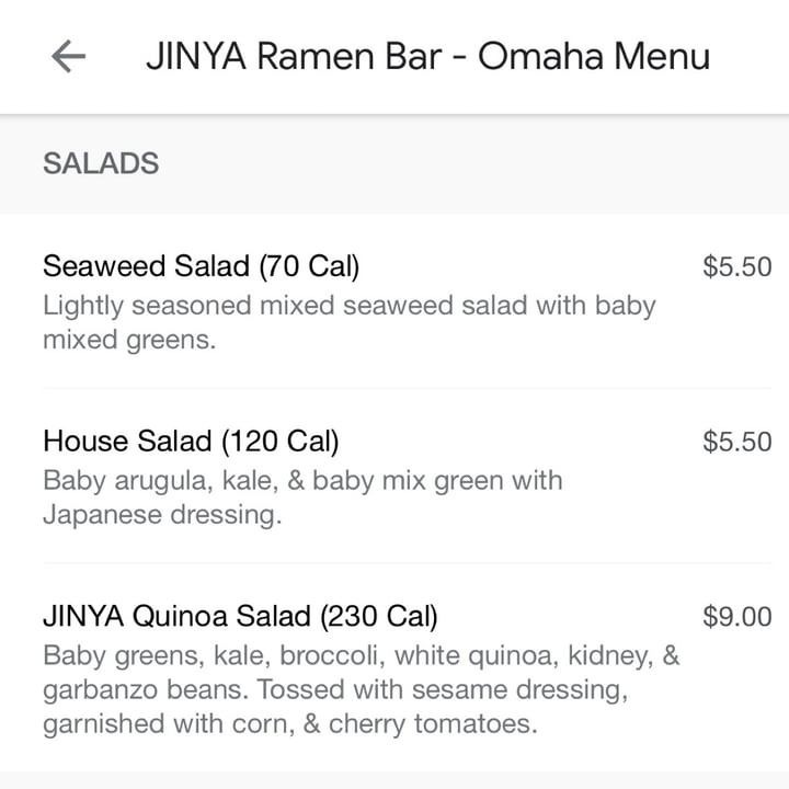 review photo of JINYA Ramen Bar- Omaha JINYA Quinoa Salad shared by @mrywel on 05 Feb 2022 - review