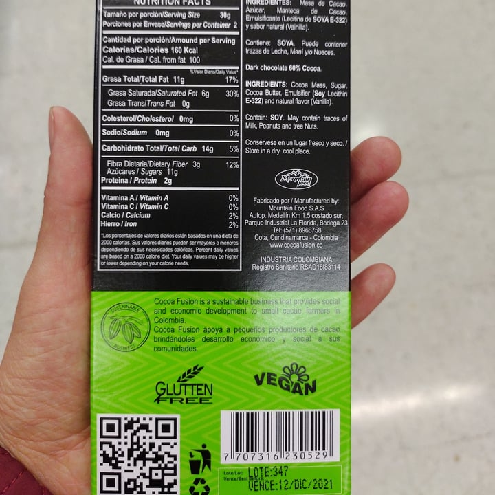 review photo of Cocoa fusion Barra De Chocolate shared by @andreitaduarte on 23 Jan 2021 - review