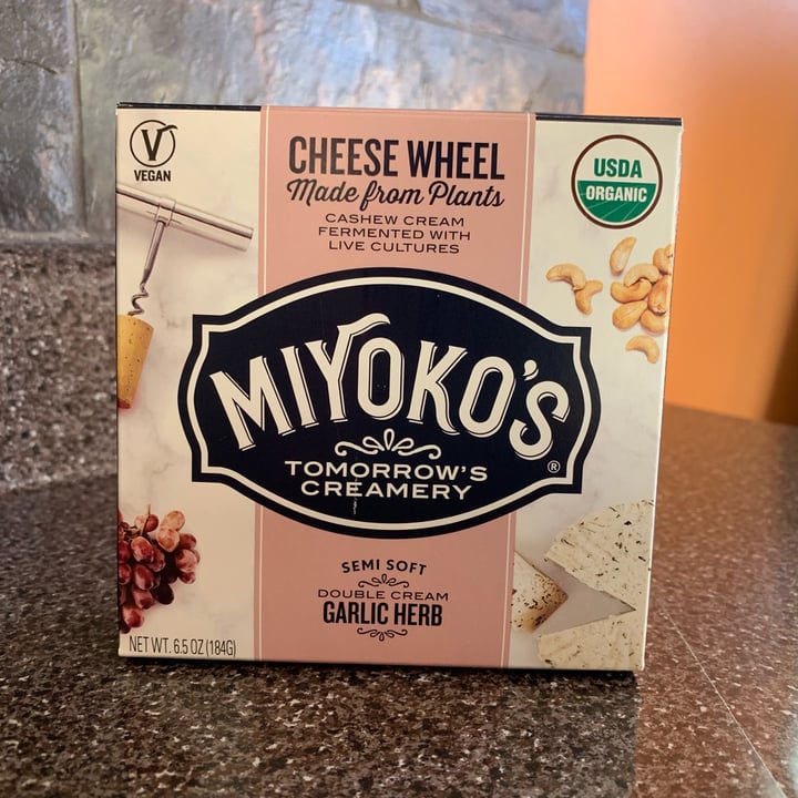 photo of Miyoko's Creamery Semi Soft Double Cream Garlic Herb Cheese Wheel shared by @stphsmth on  01 Jan 2019 - review