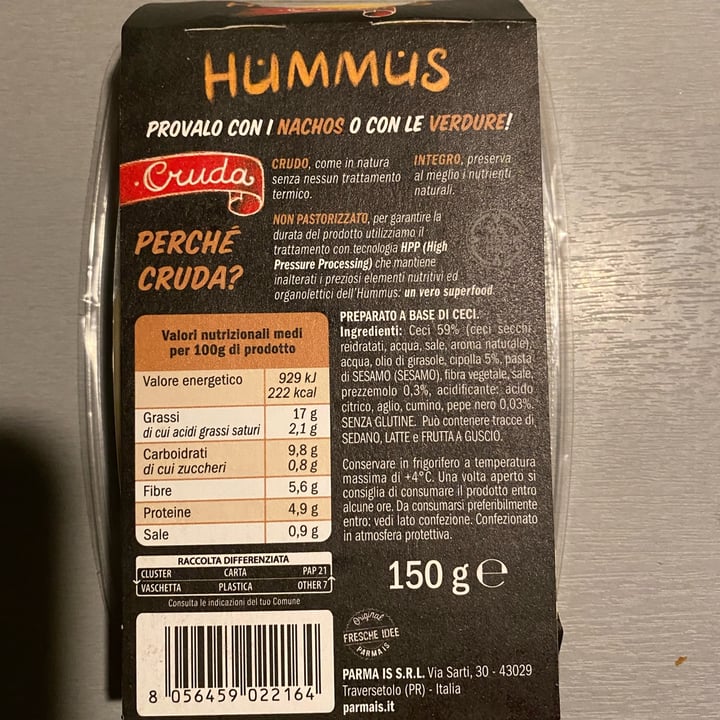 photo of Parma is Hummus crudo di ceci shared by @alicelovestheanimals on  19 Dec 2021 - review