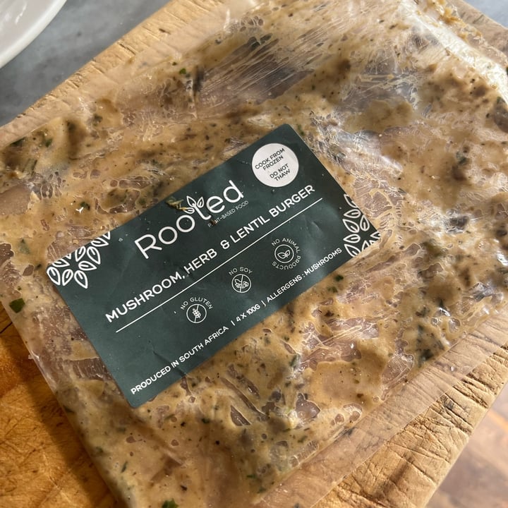 review photo of Rooted Plant-Based Food Mushroom, Herb and Lentil Burger Patty shared by @veganguidejhb on 03 Jan 2023 - review