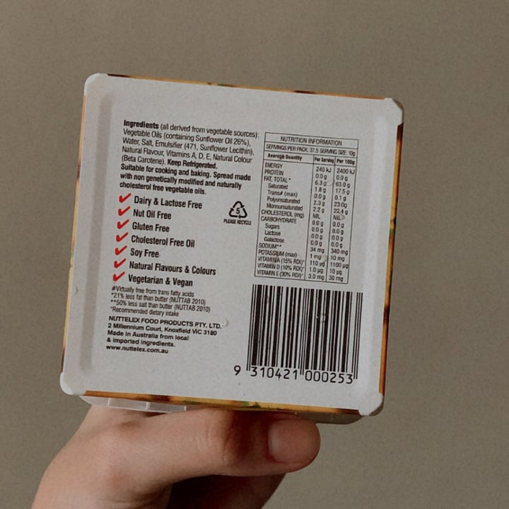 photo of Nuttelex Nuttelex Butter Spread - Original shared by @nutsfortheearth on  09 Oct 2020 - review