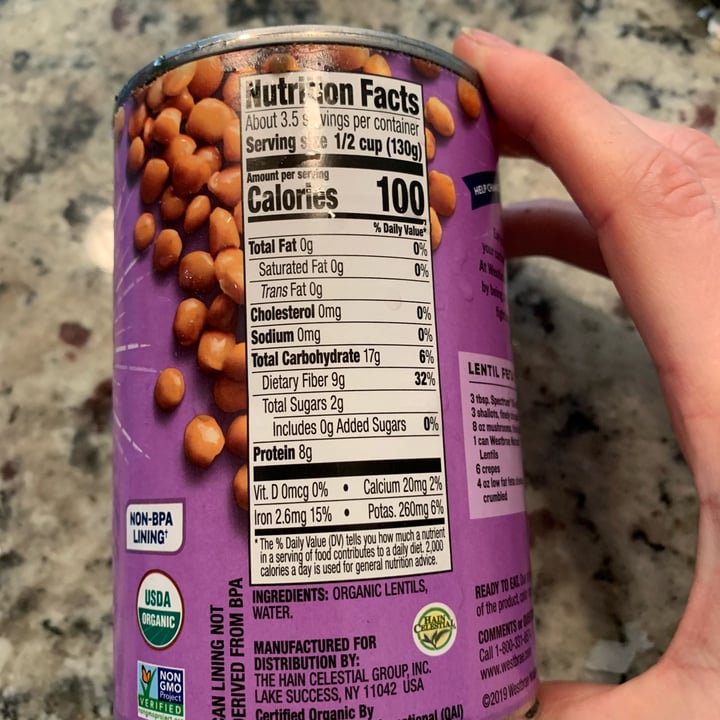 photo of Westbrae Natural Organic Lentil Beans shared by @tofubetty on  17 Mar 2022 - review