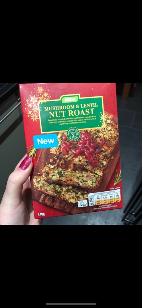 photo of ASDA Asda Mushroom & Lentil Nut Roast shared by @mybasicveganlife on  29 Dec 2019 - review