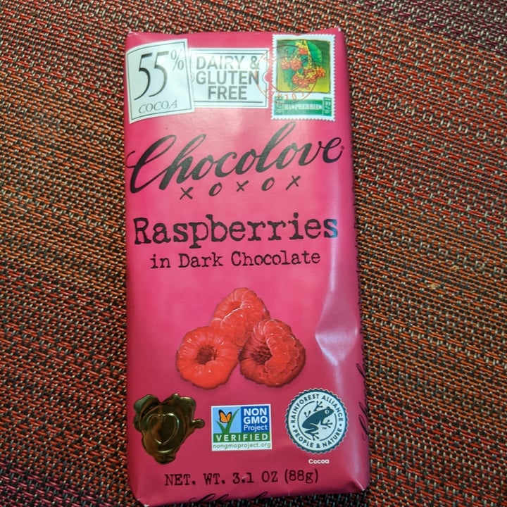 photo of Chocolove Raspberries in Dark Chocolate shared by @caseyveganforlife on  03 Dec 2022 - review