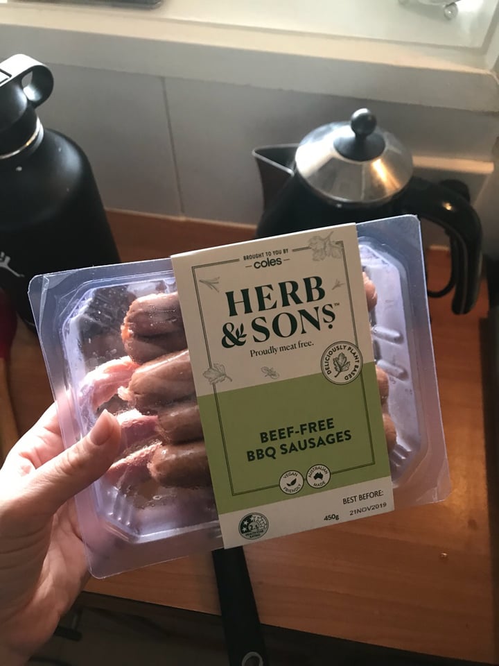 photo of Herb & Sons Beef-Free BBQ Sausages shared by @tenayagray on  10 Nov 2019 - review