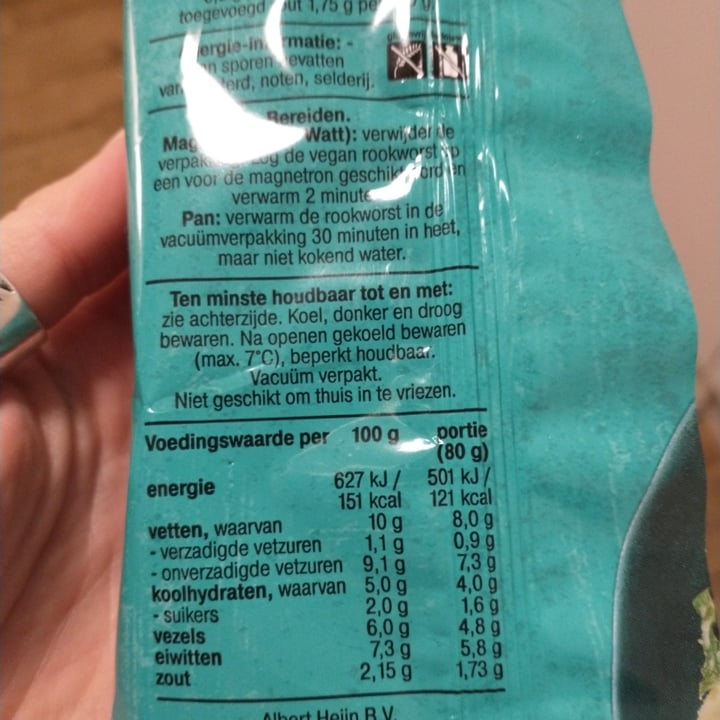 photo of Albert Heijn AH Vegan rookworst shared by @kamerplant on  13 Dec 2022 - review