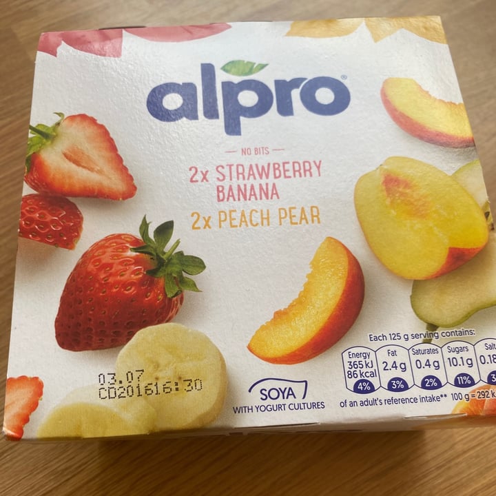 photo of Alpro 2X Strawberry & Banana 2X Peach & Pear Yogurt shared by @caitliin on  30 May 2020 - review