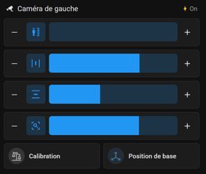 forum_update __ Interface de contrôle de caméra avec boutons et curseurs bleus.