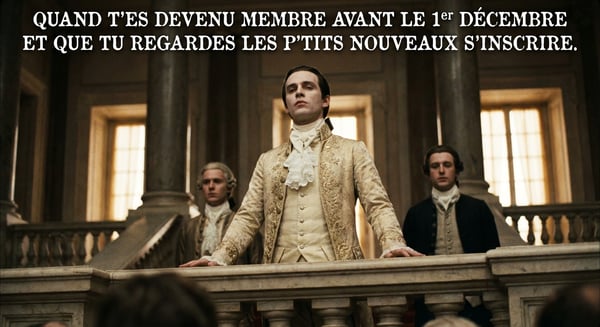 post_forum __ Homme en habit d'époque se tenant dans un tribunal majestueux.