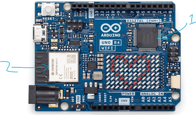 forum_update __ Carte Arduino UNO R4 WiFi avec composants électroniques détaillés