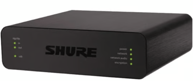 forum_update __ Boîtier noir Shure avec indicateurs lumineux verts.