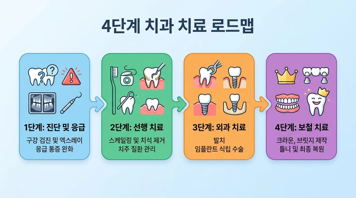 치과 종합 치료의 단계별 진행 과정 로드맵