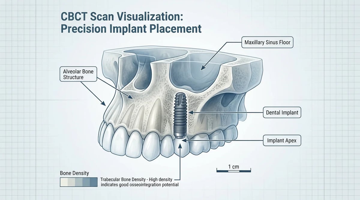 3D CBCT 스캔으로 본 치조골 및 임플란트 식립 위치 분석