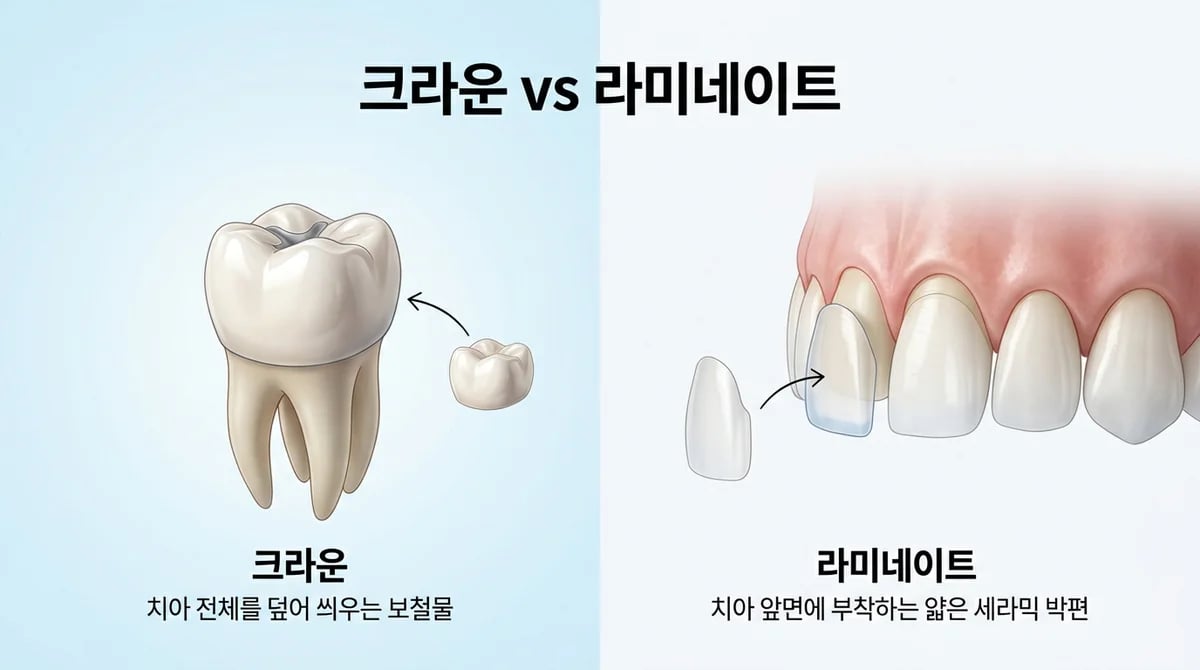 크라운과 라미네이트: 핵심 차이점과 올바른 선택 가이드