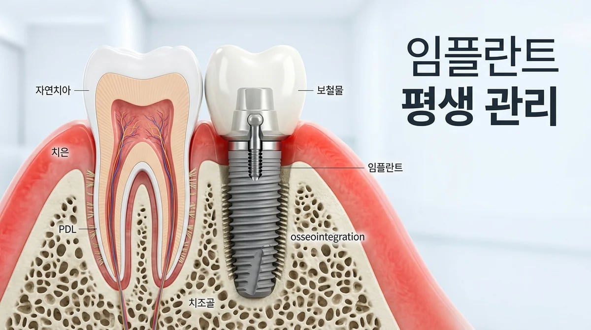 임플란트 잇몸 건강: 자연치아와 다른 1가지 핵심 차이와 관리의 중요성