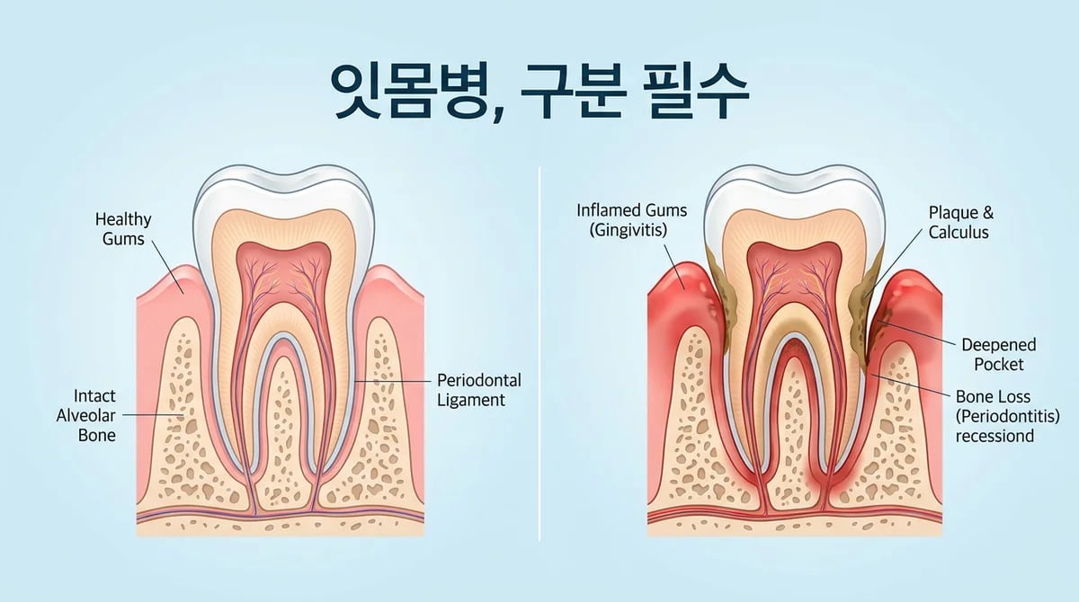 치은염과 치주염: 잇몸 질환의 두 얼굴, 초기 증상과 결정적 차이