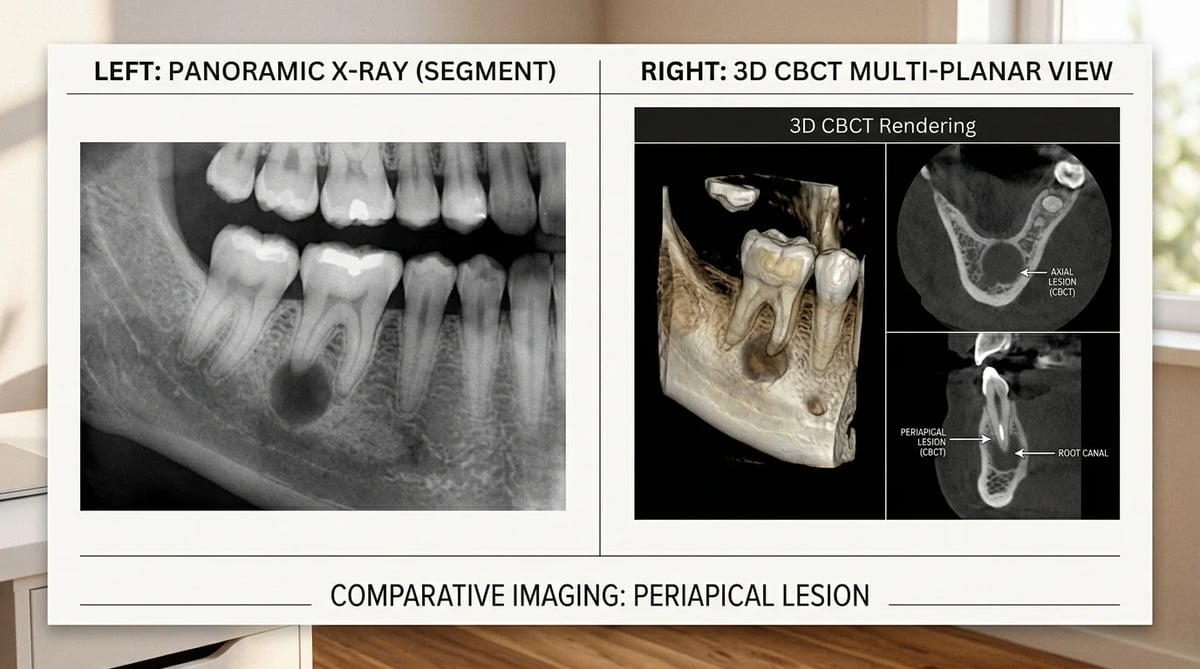 치근단낭 진단을 위한 치과 X-ray 및 3D CBCT 영상 비교