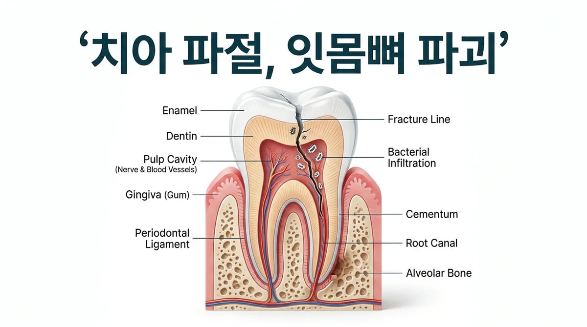 씹을 때 찌릿? 치아 파절이 잇몸뼈 파괴로 이어지는 과정