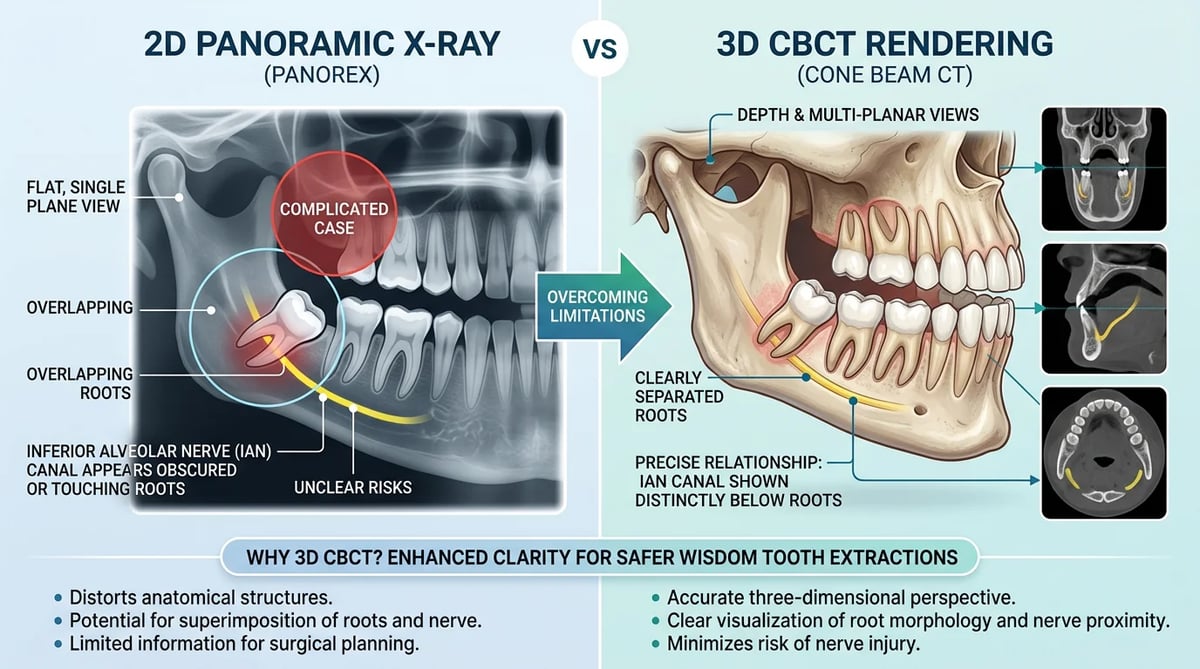 파노라마 X-ray와 치과 CT(CBCT) 이미지 비교
