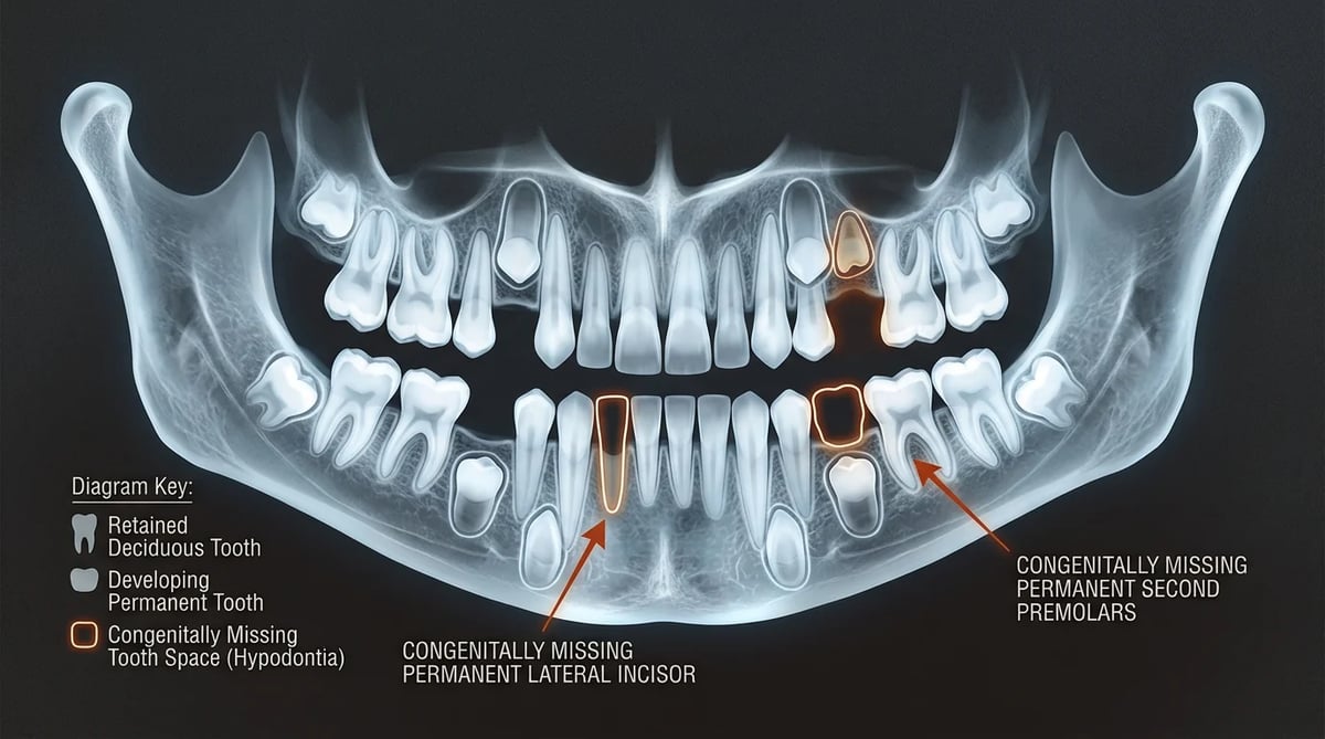 선천성 결손치 치아 파노라마 X-ray 모식도