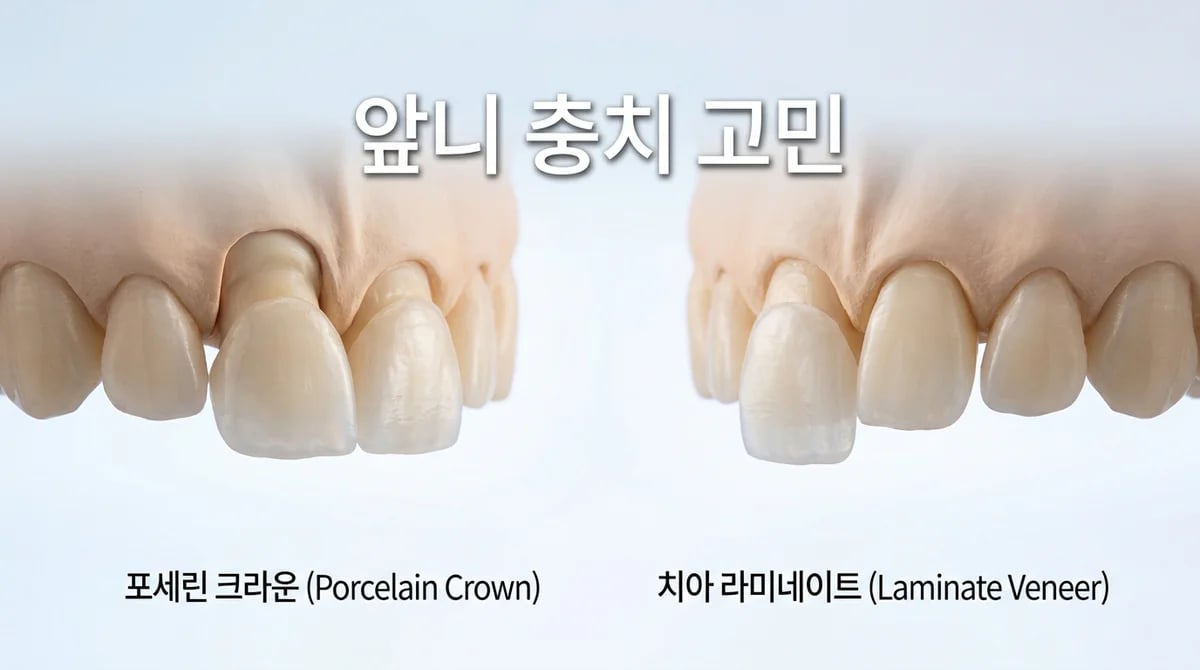 앞니 충치 치료: 크라운과 라미네이트, 어떤 차이가 있나요?