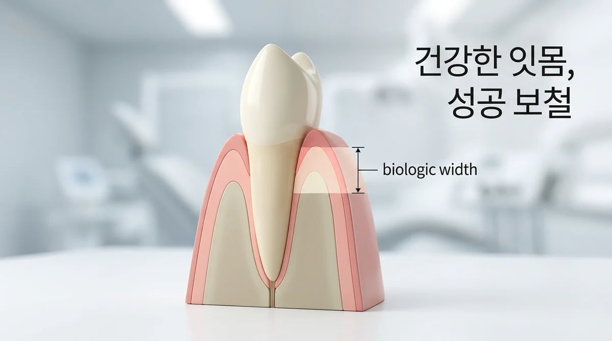크라운 보철물 잇몸 염증? 치관 연장술과 생리학적 폭경 이해 가이드