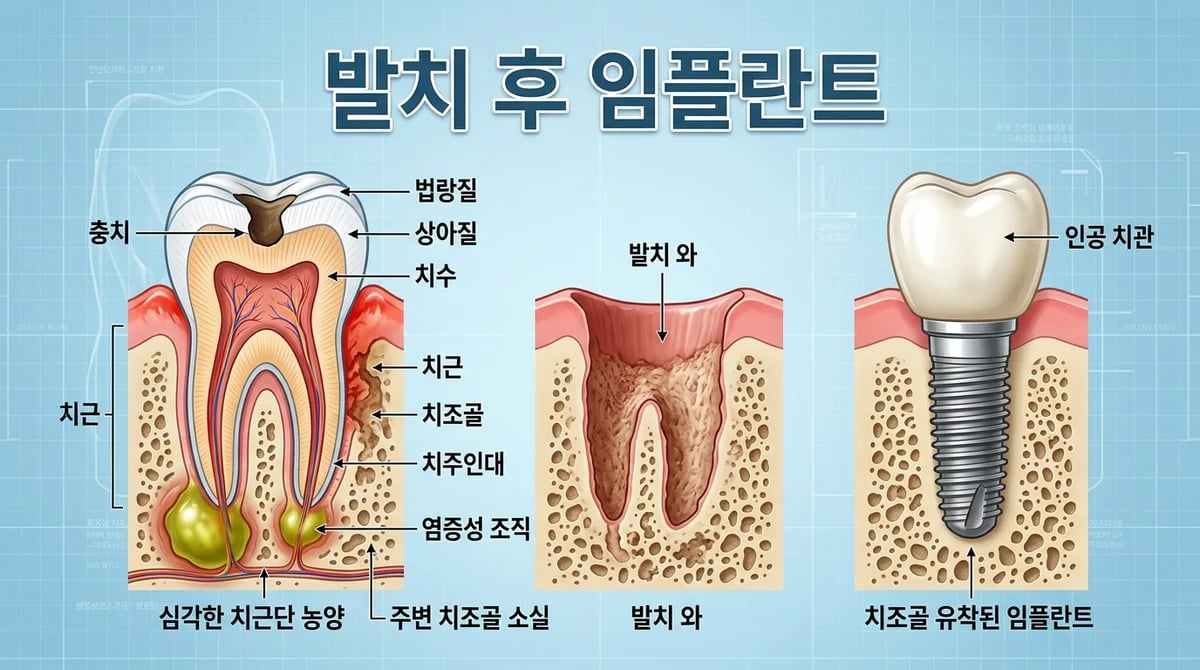 심한 치아 뿌리 감염: 발치 후 임플란트 고려 시점 및 과정 가이드
