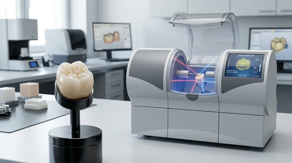 CAD/CAM 기술로 제작된 정밀한 지르코니아 크라운 이미지