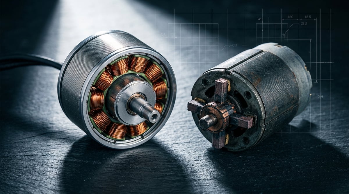 BLDC 모터와 일반 브러시 모터 비교 매크로 촬영
