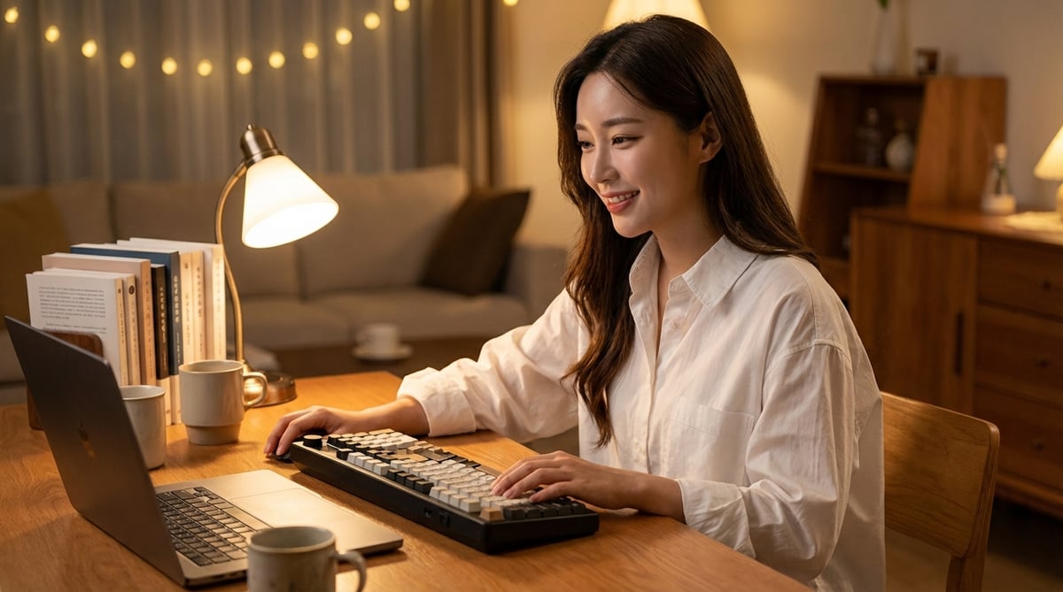 아콘 AK74로 게이밍 중인 여성