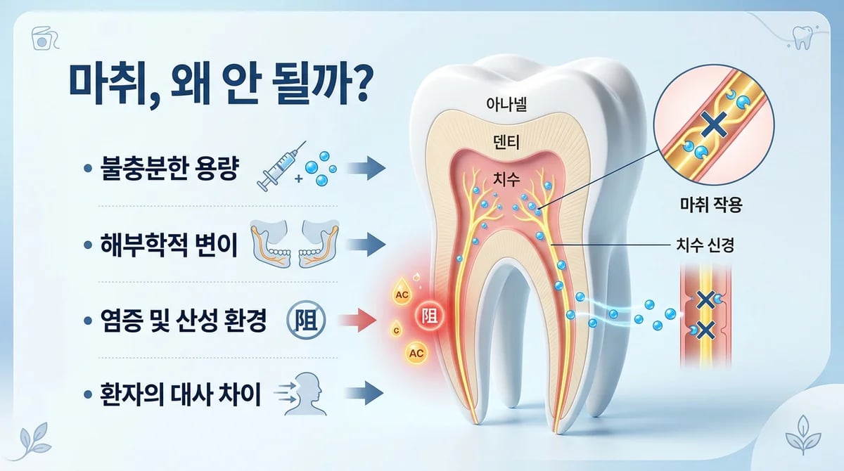 치과 마취 왜 안 될까? 염증, 해부학적 요인과 해결책