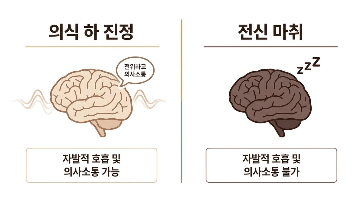 의식하 진정요법과 전신마취의 차이를 보여주는 인포그래픽
