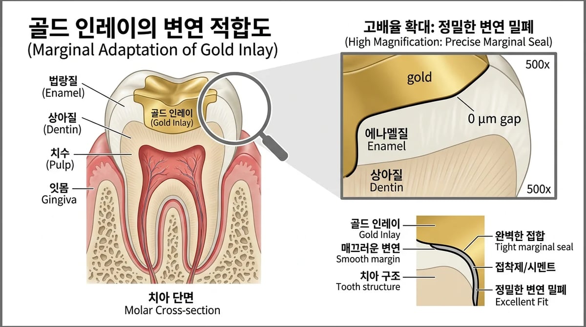 금인레이의 정밀한 변연 적합도 개념도