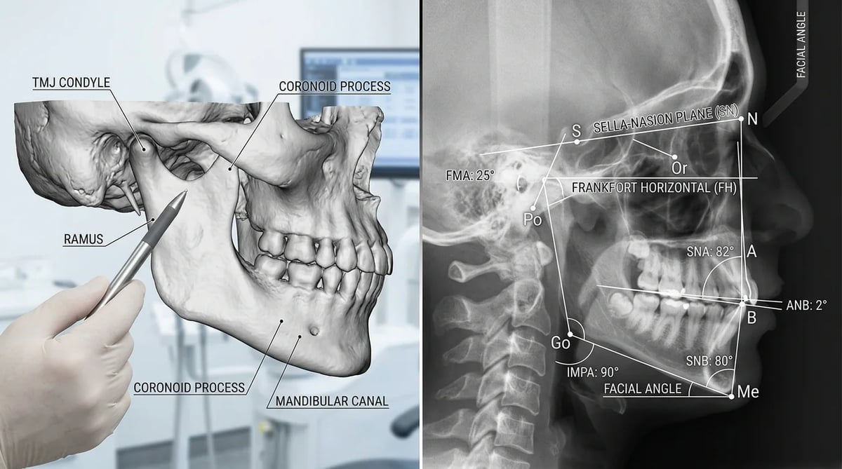 양악수술 전 3D CT 및 두부규격방사선사진을 통합 분석하는 모습