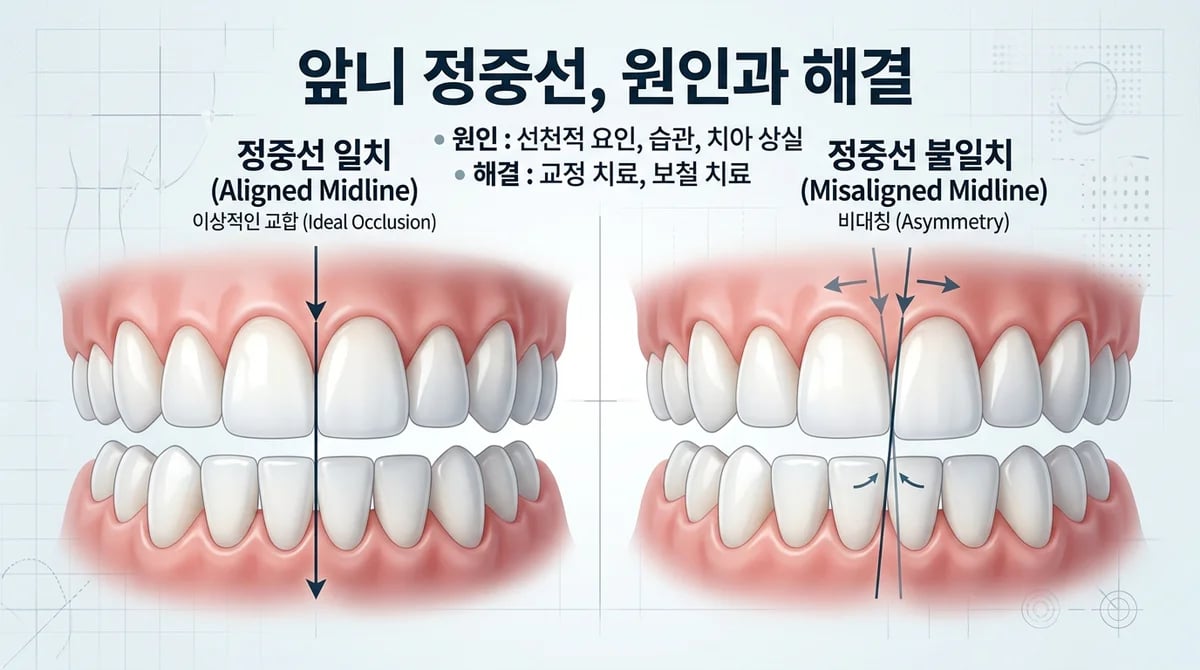 성인 앞니 정중선 불일치: 원인별 교정 치료 전략 가이드