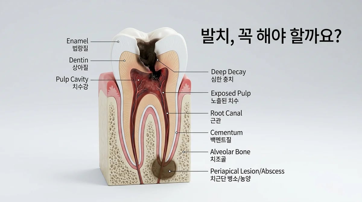 심한 충치 발치 진단: 치아 보존과 발치의 핵심 기준 3가지