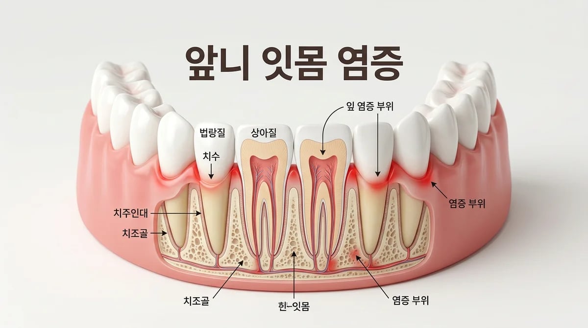앞니 잇몸 염증: 구조적 원인, 증상 구별 및 올바른 관리 전략