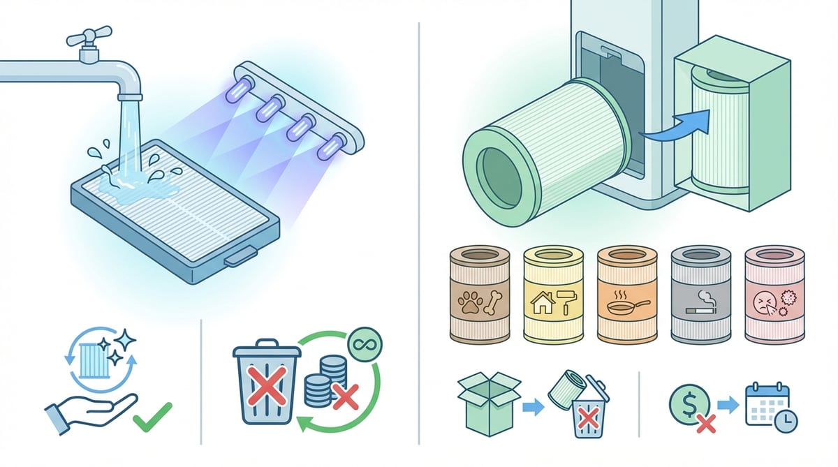 삼성 리유저블 필터와 LG M필터의 구조를 비교한 인포그래픽