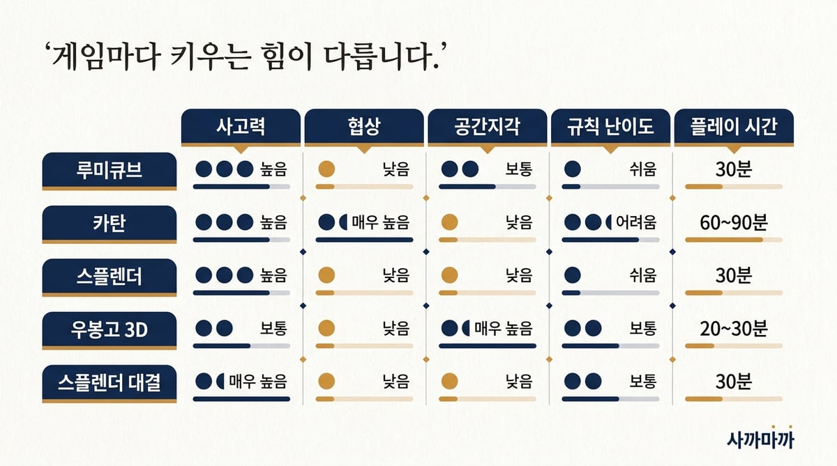 2인 보드게임의 전략 깊이와 플레이 시간 비교