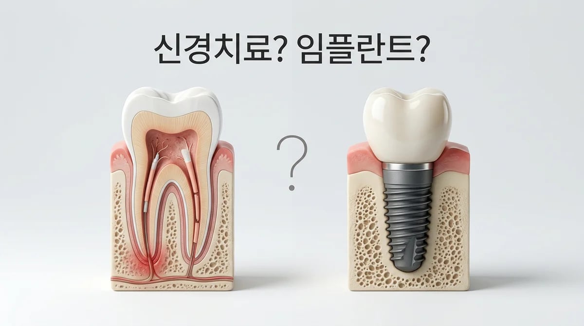신경치료 실패: 재치료 vs 임플란트, 4가지 핵심 선택 기준
