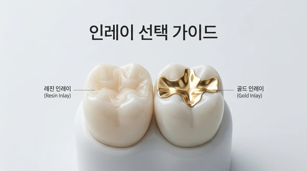 어금니 충치 치료: 레진 vs 골드 인레이, 재료 선택 가이드