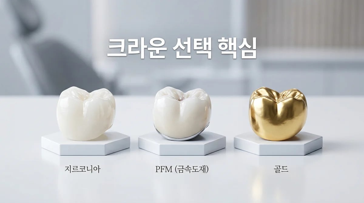 치아 크라운 재료 선택 가이드: 지르코니아, PFM, 골드 특징과 비용 정보
